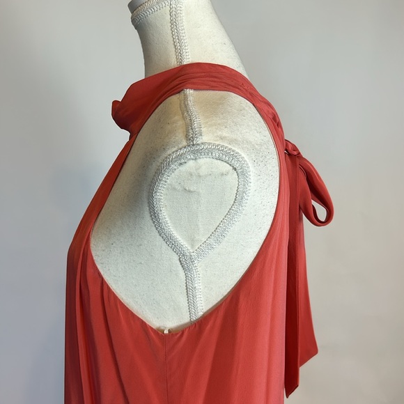 Lavender Brown | Coral Halter 100% Silk Dress w/pockets | Small | Made in USA - Picture 7 of 16